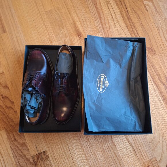 NIB Church's Shannon size 39 Burgundy plaid - Picture 5 of 10